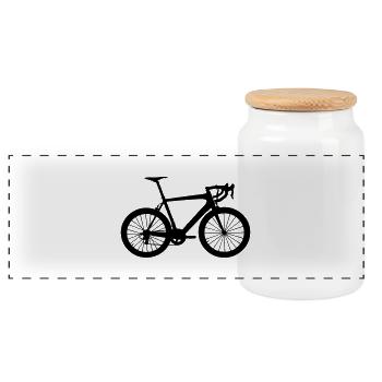 Racing bike - Panoramic Cookie Jar with Wooden Lid - white - Front