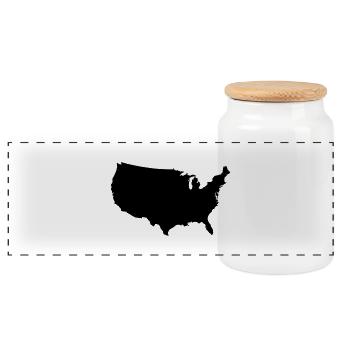 United States of America - Panoramic Cookie Jar with Wooden Lid - white - Front