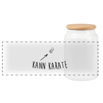 Petit poulet peut Karaté - Boîte à biscuits avec couvercle en bois - blanc - Devant