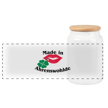 Made in Ahrenswohlde - Panorama Keksdose mit Holzdeckel - Weiß - Vorne
