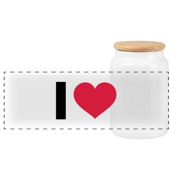 I LOVE - Boîte à biscuits avec couvercle en bois - blanc - Devant