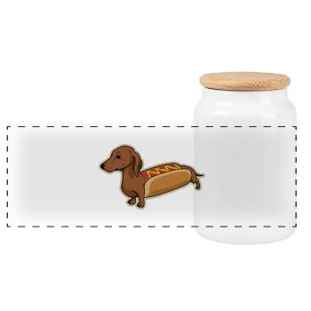Hot Dog Dog - Panorama Keksdose mit Holzdeckel - Weiß - Vorne