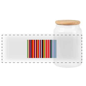 Europe Barcode Flag - Panoramic Cookie Jar with Wooden Lid - white - Front