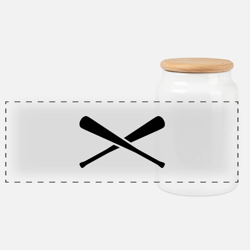 baseball_x_1c - Boîte à biscuits avec couvercle en bois - blanc