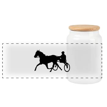 trotting sport - Panorama Keksdose mit Holzdeckel - Weiß - Vorne