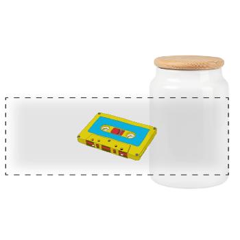 Kompaktkassette - Panorama Keksdose mit Holzdeckel - Weiß - Vorne