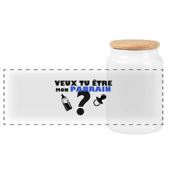 veut tu etre mon parrain - Boîte à biscuits avec couvercle en bois - blanc - Devant