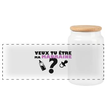 veut tu etre ma marraine - Boîte à biscuits avec couvercle en bois - blanc - Devant