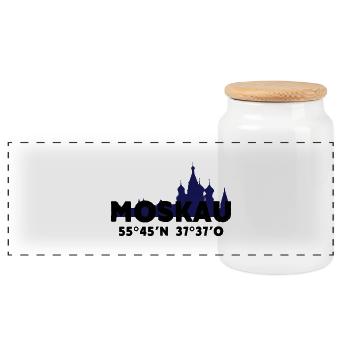 Moskau - Panorama Keksdose mit Holzdeckel - Weiß - Vorne