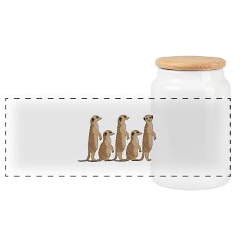 Meerkat series - Panoramic Cookie Jar with Wooden Lid - white - Front