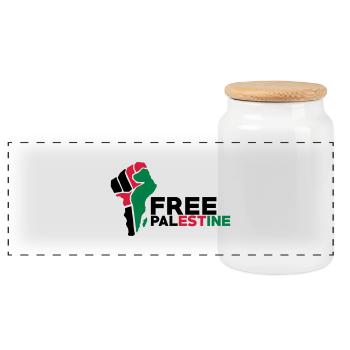 Free Palestine - Panorama Keksdose mit Holzdeckel - Weiß - Vorne