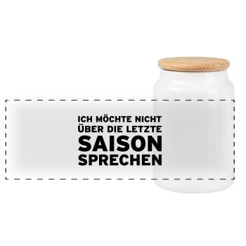 Ich möchte nicht über die letzte Saison sprechen - Panorama Keksdose mit Holzdeckel - Weiß - Vorne