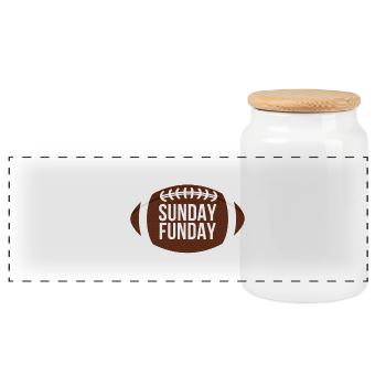 Football: Sunday Funday - Panorama Keksdose mit Holzdeckel - Weiß - Vorne