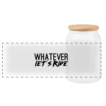 Biker / Motorrad: Whatever. Let´s Ride! - Panorama Keksdose mit Holzdeckel - Weiß - Vorne