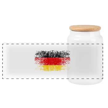 Germany 002 - Panoramic Cookie Jar with Wooden Lid - white - Front