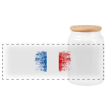 En France 002 dessins ronds - Boîte à biscuits avec couvercle en bois - blanc - Devant
