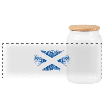 Ecosse 002 dessins ronds - Boîte à biscuits avec couvercle en bois - blanc - Devant