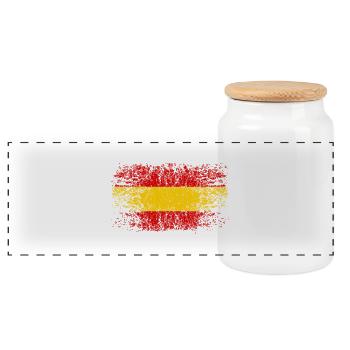 Espagne 002 dessins ronds - Boîte à biscuits avec couvercle en bois - blanc - Devant