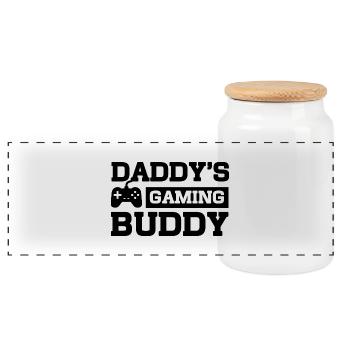 Daddy's Gaming Buddy - Panoramic Cookie Jar with Wooden Lid - white - Front
