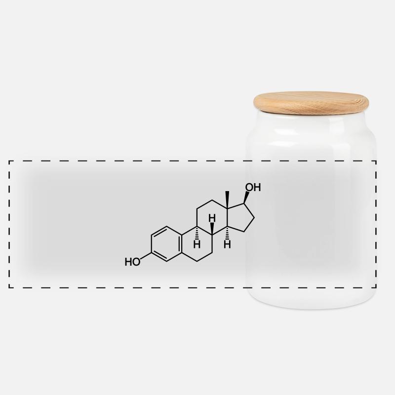 L'œstrogène (estradiol) - Boîte à biscuits avec couvercle en bois - blanc