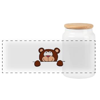 Teddy - Panoramic Cookie Jar with Wooden Lid - white - Front