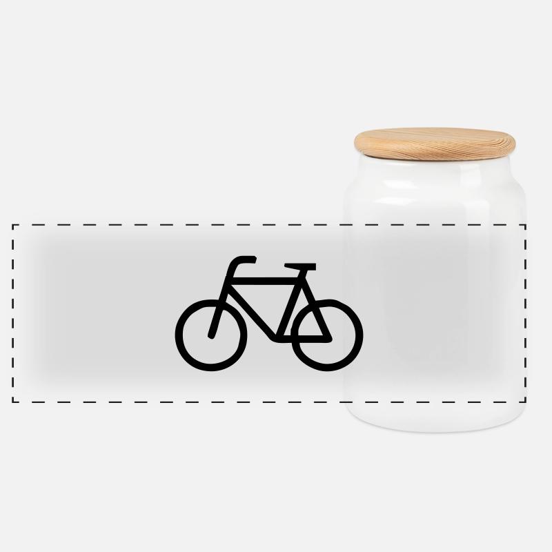 fahrrad - Panorama Keksdose mit Holzdeckel - Weiß
