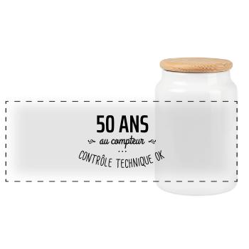 50 ans au compteur - Boîte à biscuits avec couvercle en bois - blanc - Devant
