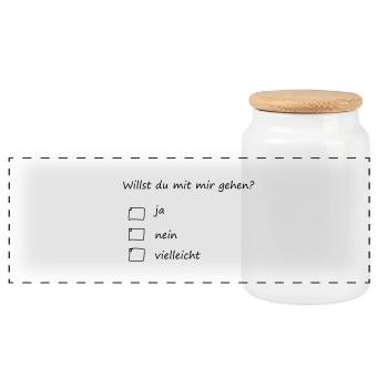 willst du mit mir gehen? - Panorama Keksdose mit Holzdeckel - Weiß - Vorne