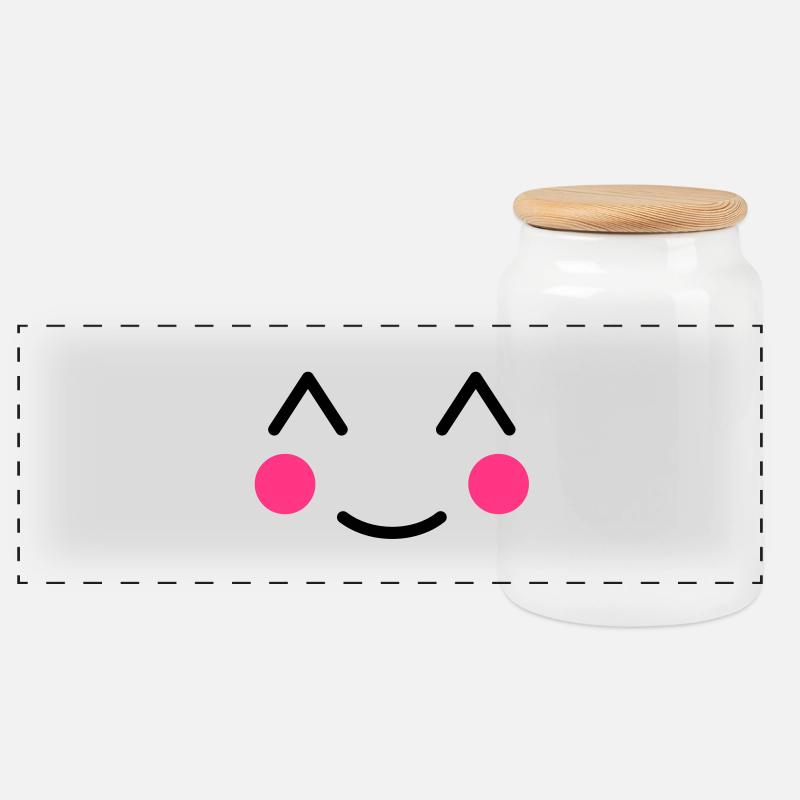 Smiley Lächeln - Panorama Keksdose mit Holzdeckel - Weiß