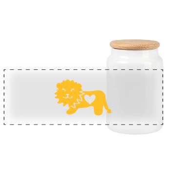 Lion with Heart - Panoramic Cookie Jar with Wooden Lid - white - Front