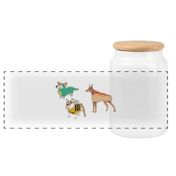 Hunde im Kostüm Hot Dog - Panorama Keksdose mit Holzdeckel - Weiß - Vorne