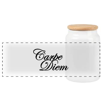 carpe diem - Boîte à biscuits avec couvercle en bois - blanc - Devant