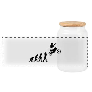 MX Freestyle Motocross Evolution - Boîte à biscuits avec couvercle en bois - blanc - Devant