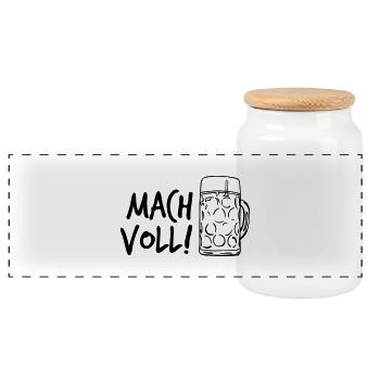 Mach voll! - Panorama Keksdose mit Holzdeckel - Weiß - Vorne