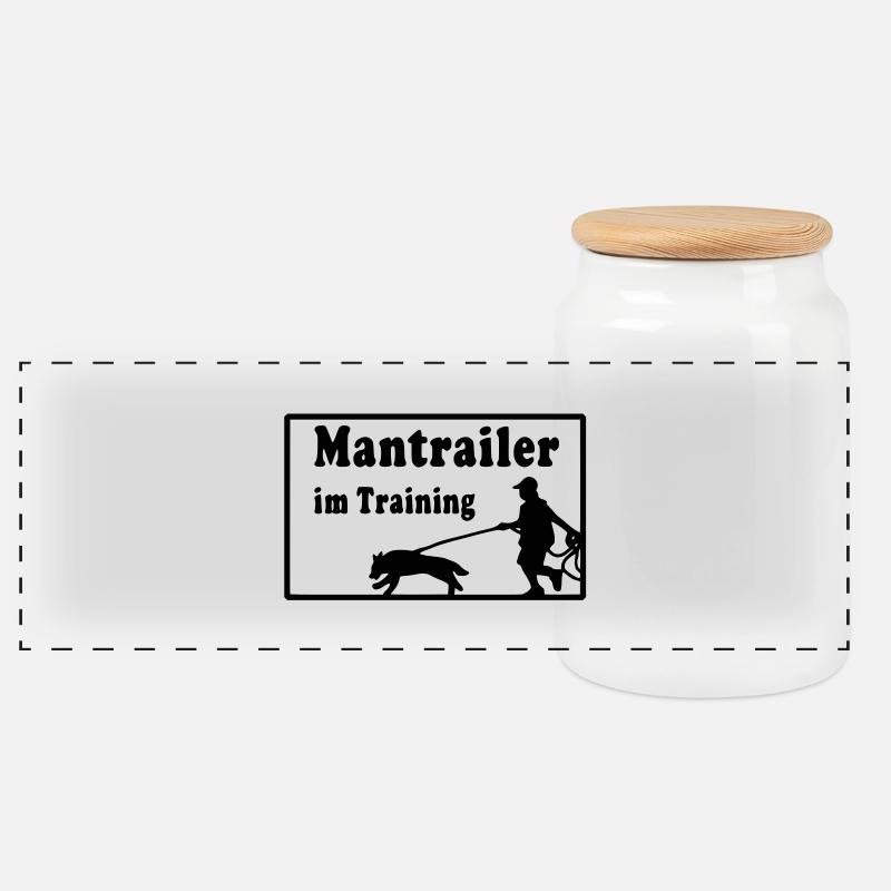 mantrailer_im_training - Panorama Keksdose mit Holzdeckel - Weiß