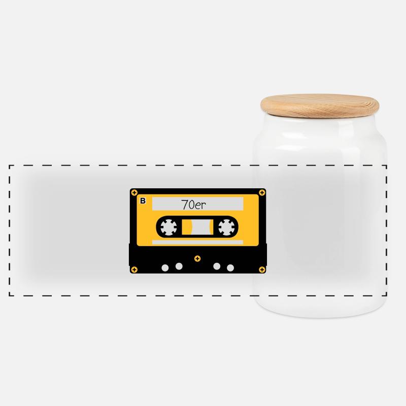 Kassette 70er - Panorama Keksdose mit Holzdeckel - Weiß