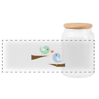 Amoureux des oiseaux - Boîte à biscuits avec couvercle en bois - blanc - Devant