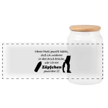 Zäpfchen - Panorama Keksdose mit Holzdeckel - Weiß - Vorne