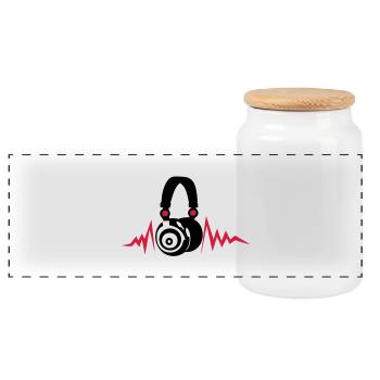 egaliseur casques dj audio music zik14 - Boîte à biscuits avec couvercle en bois - blanc - Devant