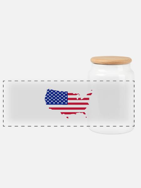 USA - Panorama Keksdose mit Holzdeckel - Weiß