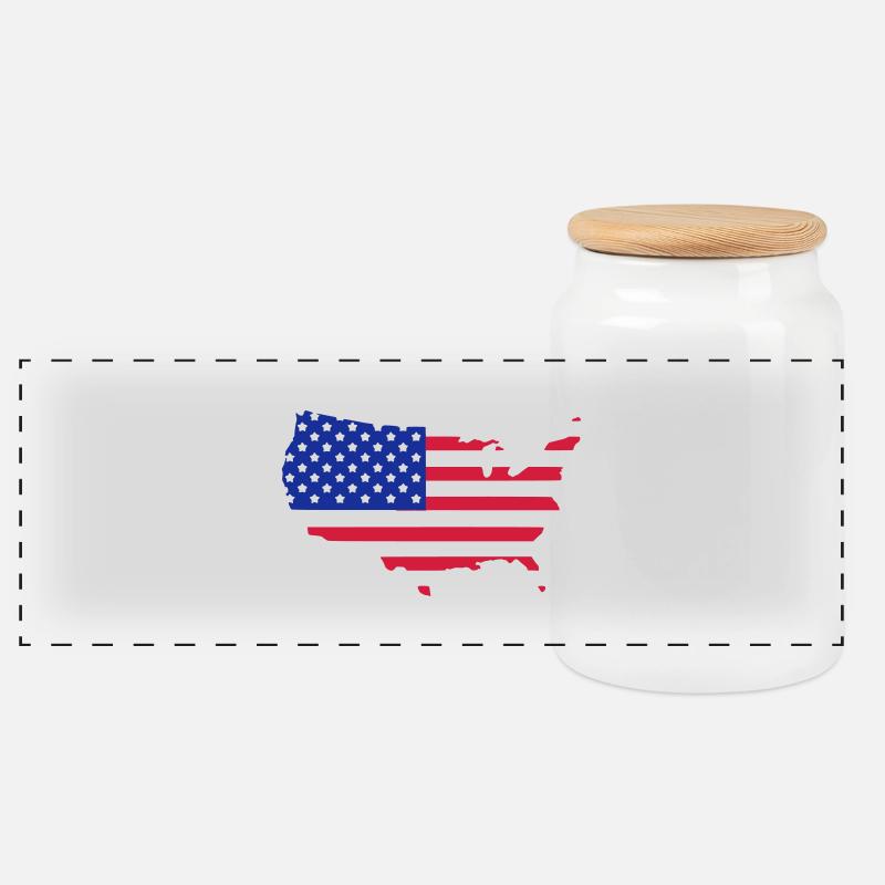 USA - Panorama Keksdose mit Holzdeckel - Weiß