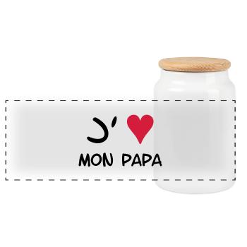 J'aime mon papa! - Panoramic Cookie Jar with Wooden Lid - white - Front