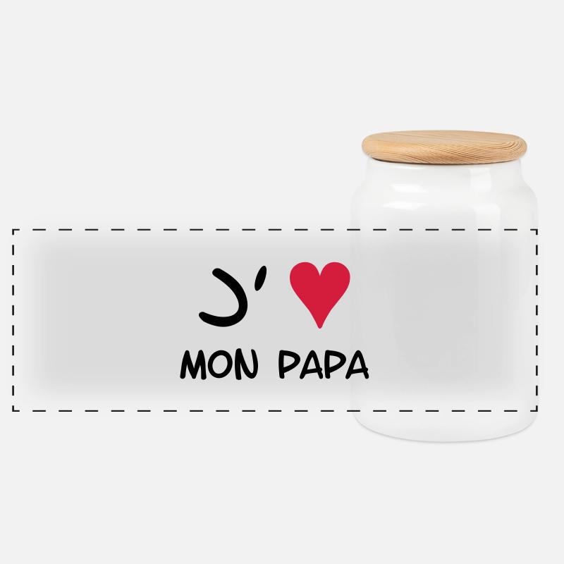 J'aime mon papa ! - Panorama Keksdose mit Holzdeckel - Weiß