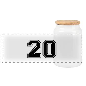 20 - Panoramic Cookie Jar with Wooden Lid - white - Front
