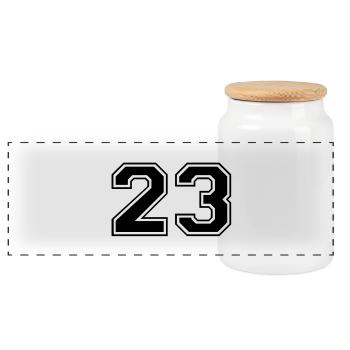 23 - Panoramic Cookie Jar with Wooden Lid - white - Front