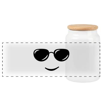 sunglasses smile reflection - Panorama Keksdose mit Holzdeckel - Weiß - Vorne