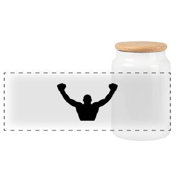 boxer_figur___f1 - Panorama Keksdose mit Holzdeckel - Weiß - Vorne