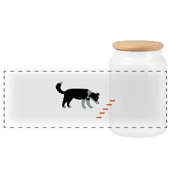 Obedience 1 - Panoramic Cookie Jar with Wooden Lid - white - Front