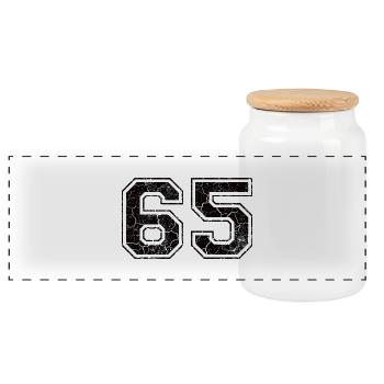 Number 65 in the grunge look - Panoramic Cookie Jar with Wooden Lid - white - Front