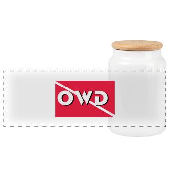 owd diver flag Taucher Tauchen - Panorama Keksdose mit Holzdeckel - Weiß - Vorne